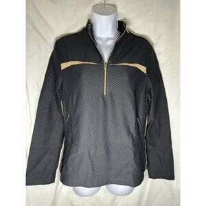 Tail Tech Women's Black Gold Rhinestone Zip Golf Tennis Jacket Size L